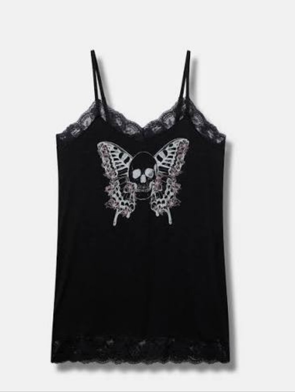 Torrid Butterfly Skull Graphic Cami w/ Lace Trim